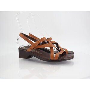 Mephisto France Women's Sandal Size 42 12 Block Heel Slingback Brown Leather
